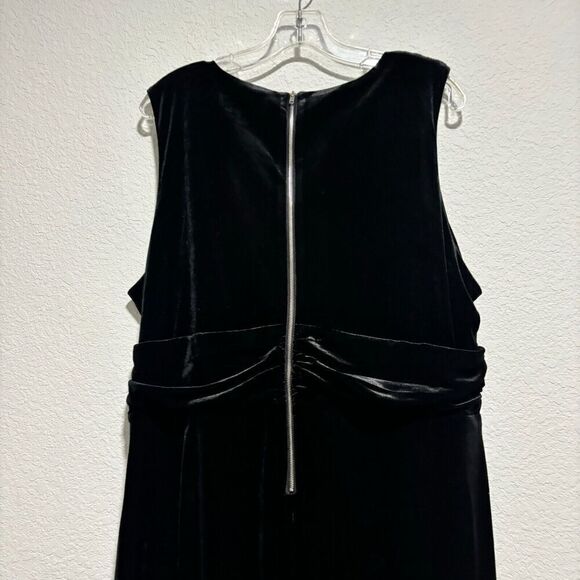 Eloquii Womens Velvet Asymmetrical Mock Neck Dress Size 20 Black Sleeveless Midi - Picture 5 of 10